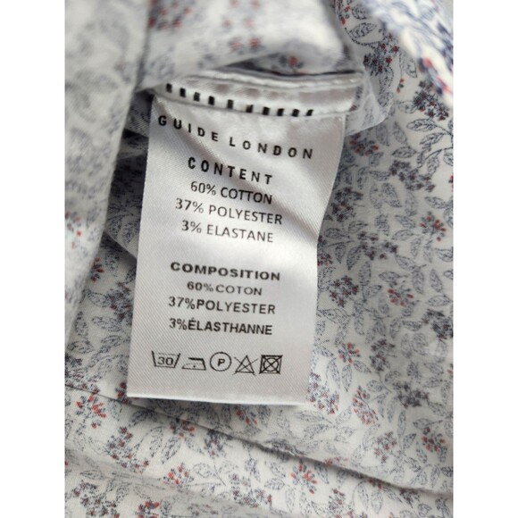 Guide London Shirt Men XL White Red Blue Geometric Floral Preppy Short Sleeve UK - Picture 4 of 14